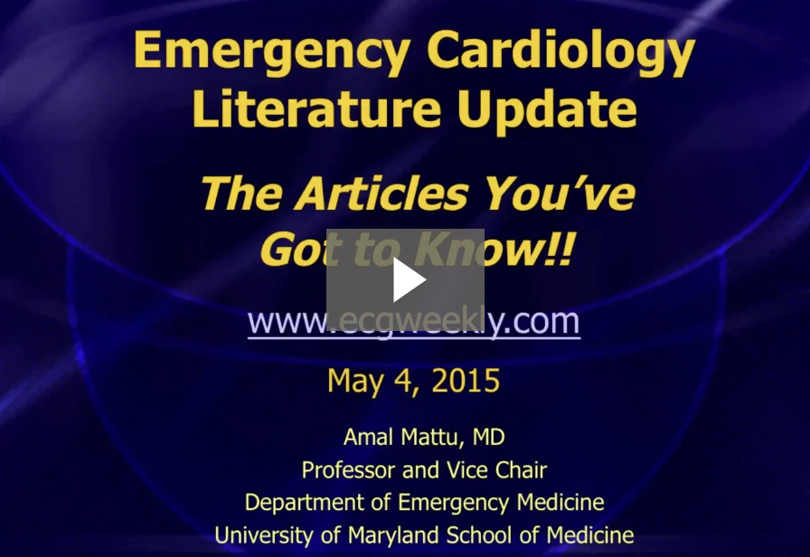 Presenting ECG — Literature Review: IV beta blocker use in emergency department patients with suspected ACS, and the prognotic differences between syncope and near syncope